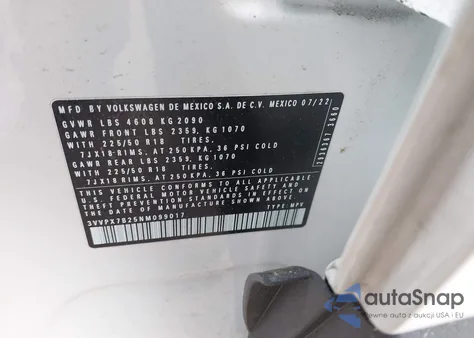 2022 Volkswagen Taos 1.5T Se из США, поврежденный, VIN 3VVPX7B25NM099017